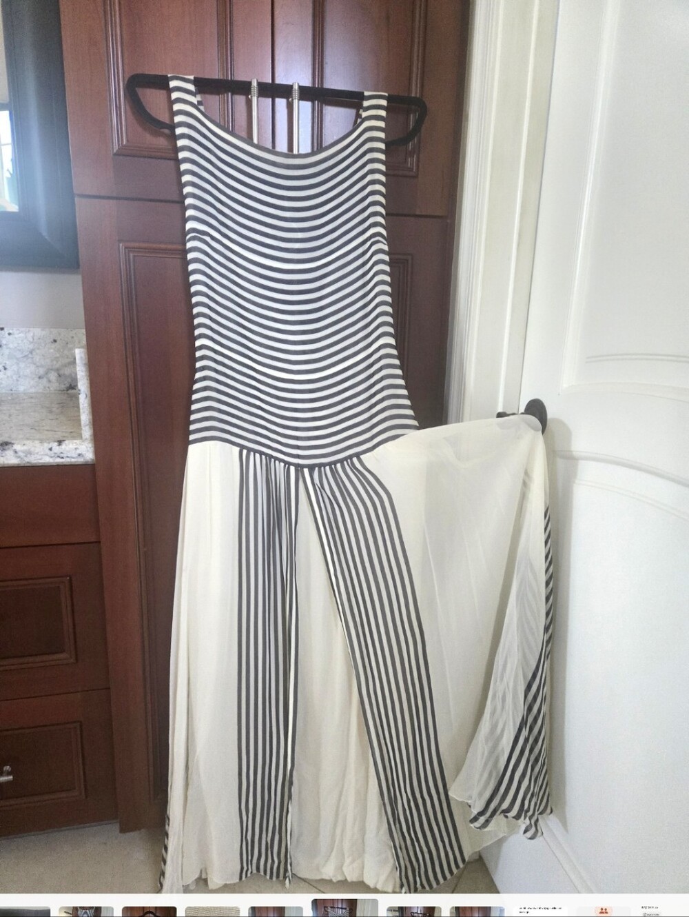 CHANEL Black & White Striped Sleeveless Maxi Dress - Picture 7 of 9